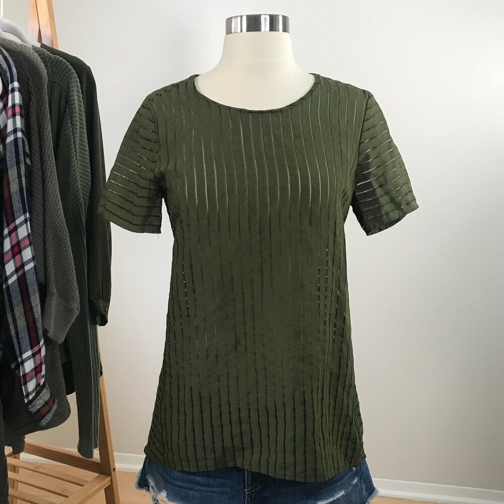 J. Crew • Shadow Stripe Semi Sheer Top
